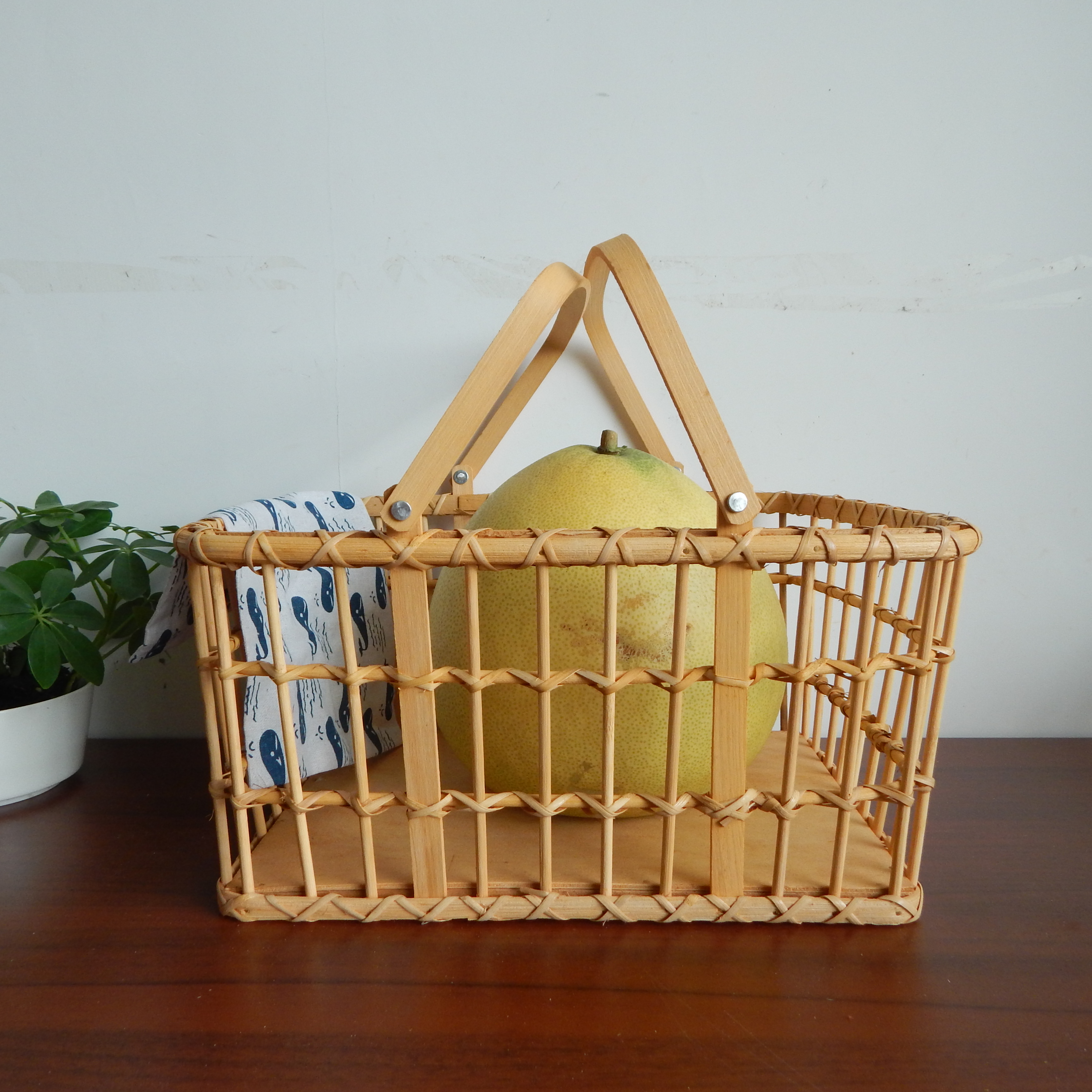 Woven Rattan Storage Hanging Basket