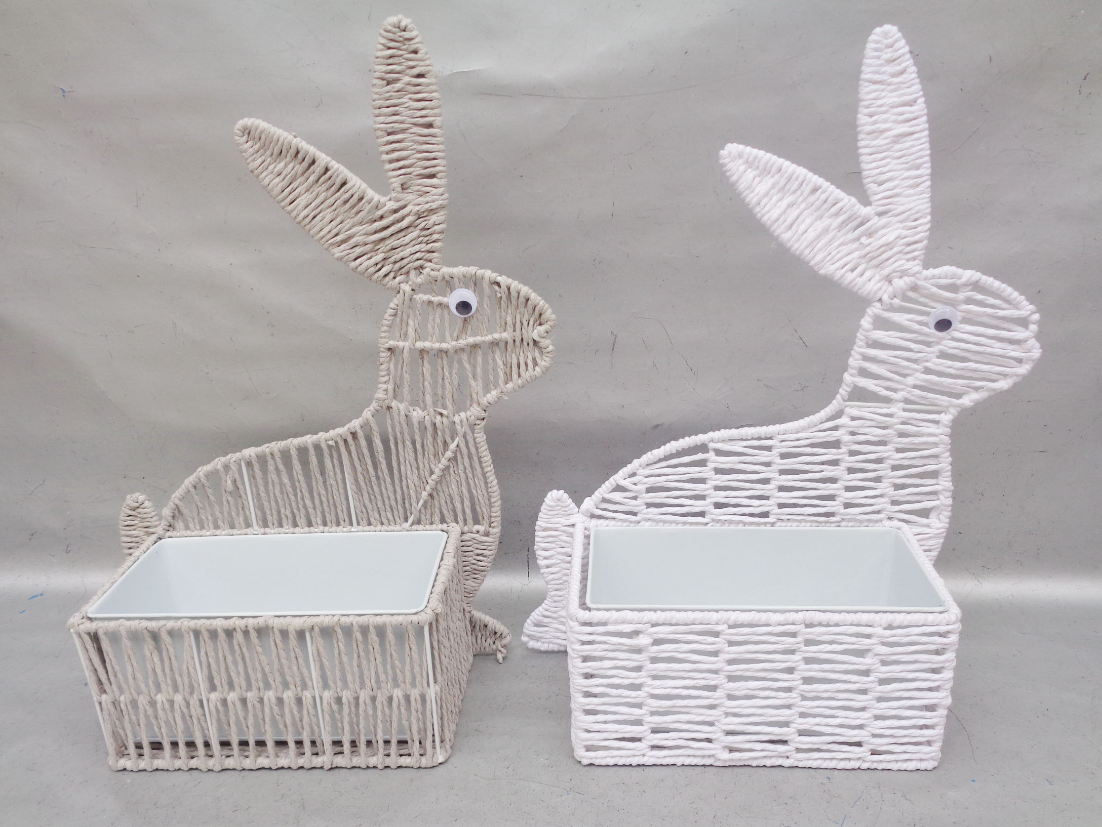 Iron Frame Paper Rope Rabbit with Pot