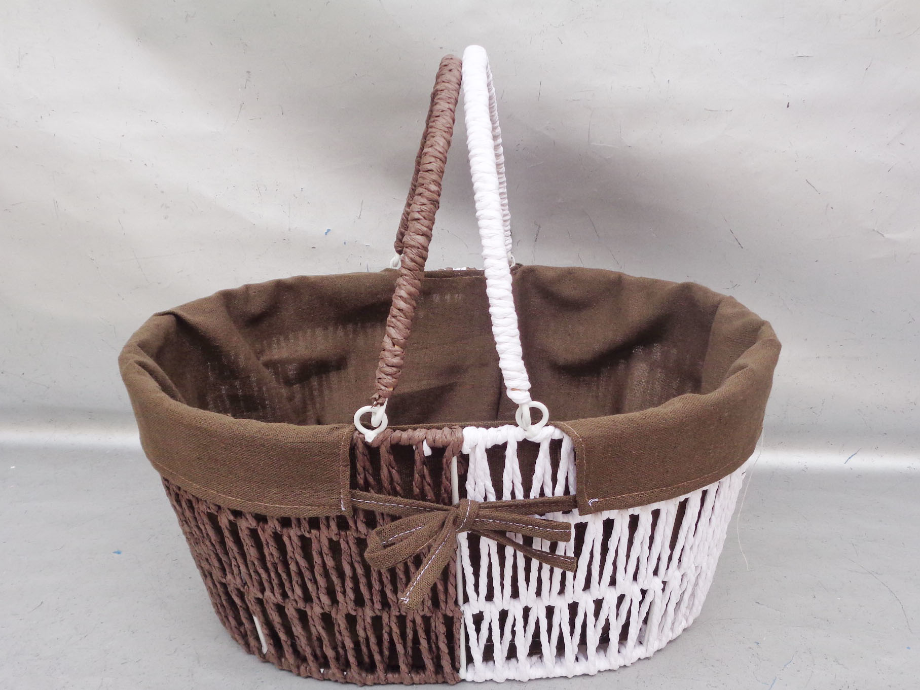 Iron Frame Paper Rope Weave Basket