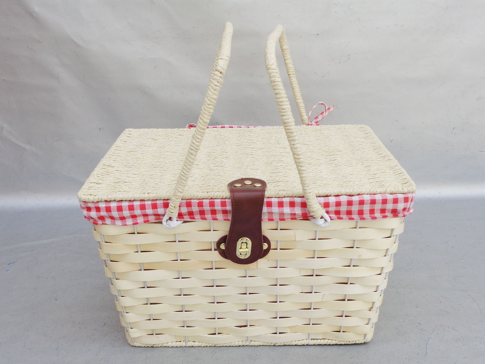 Wooden Chip and Paper Rope Weave Basket