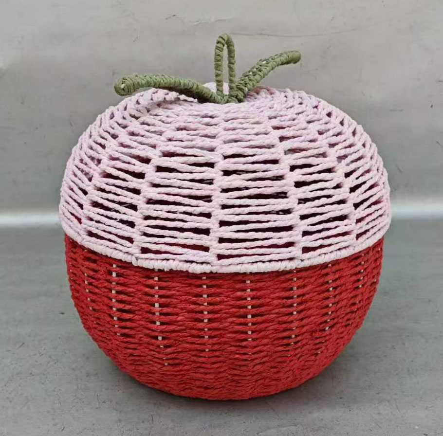 Apple-Shaped Paper Rope Storage Basket