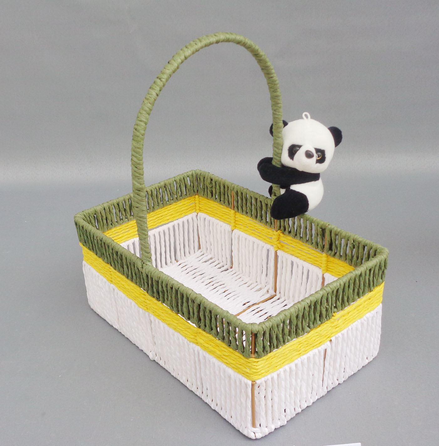 Iron Frame with Colored Paper Rope and Panda Toy