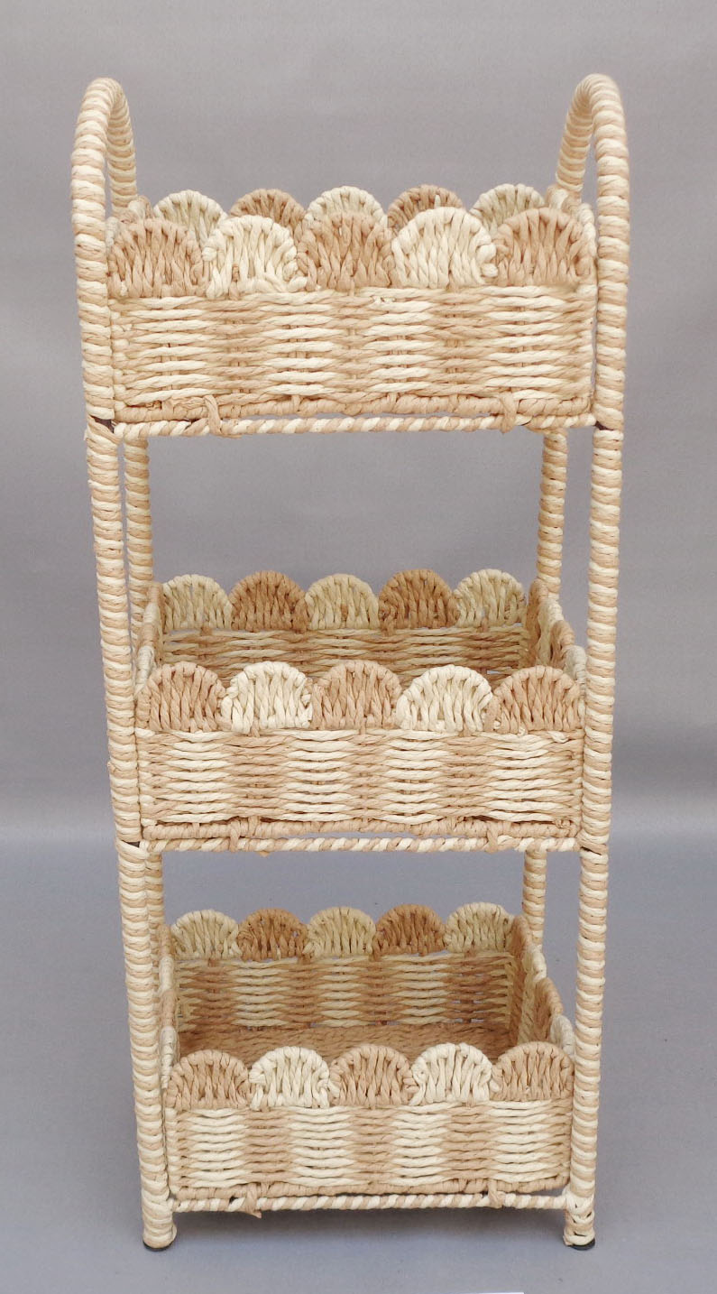 Iron Frame 3-Layer Paper Rope Shelf