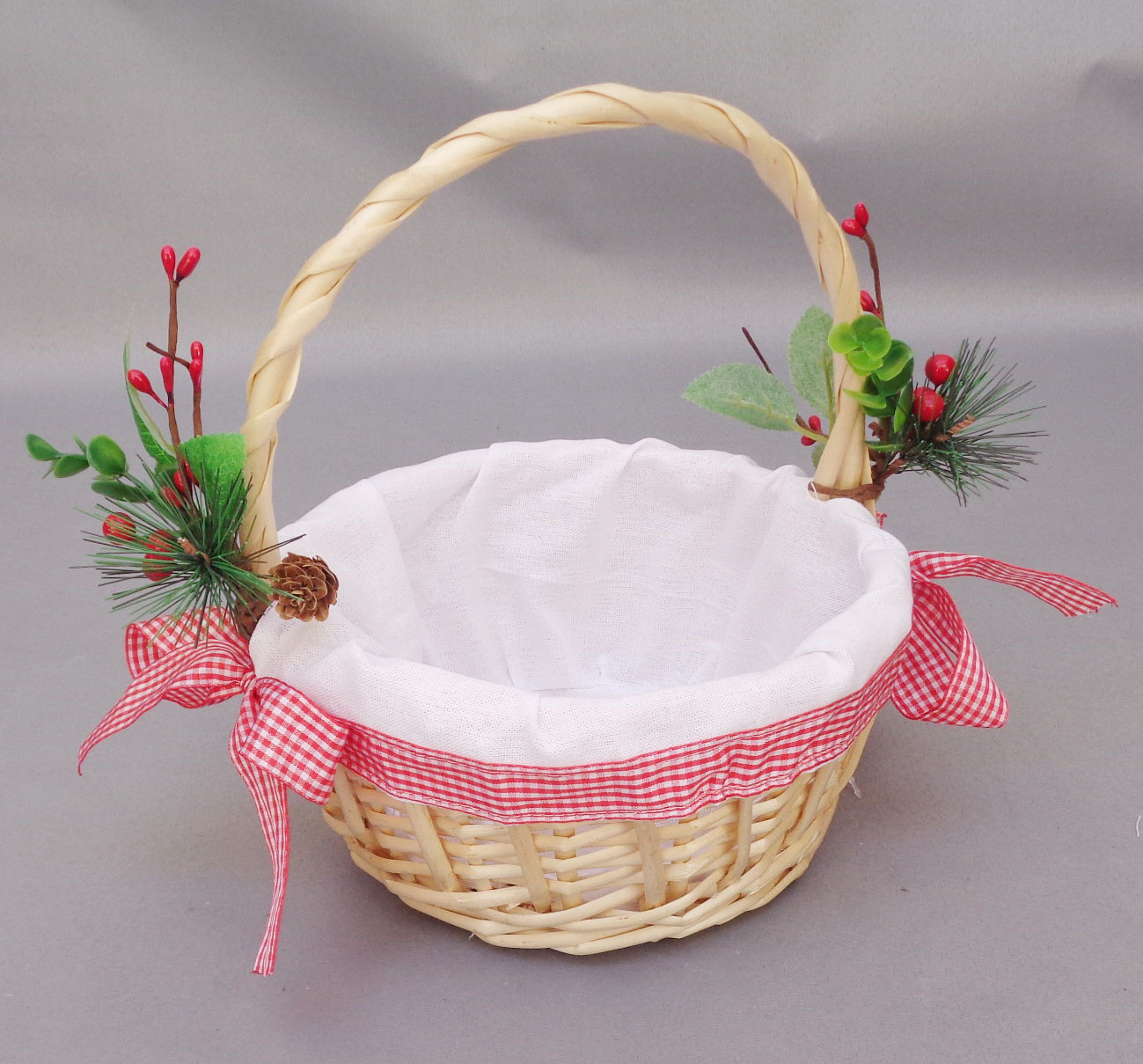 Willow Basket with Christmas Decoration