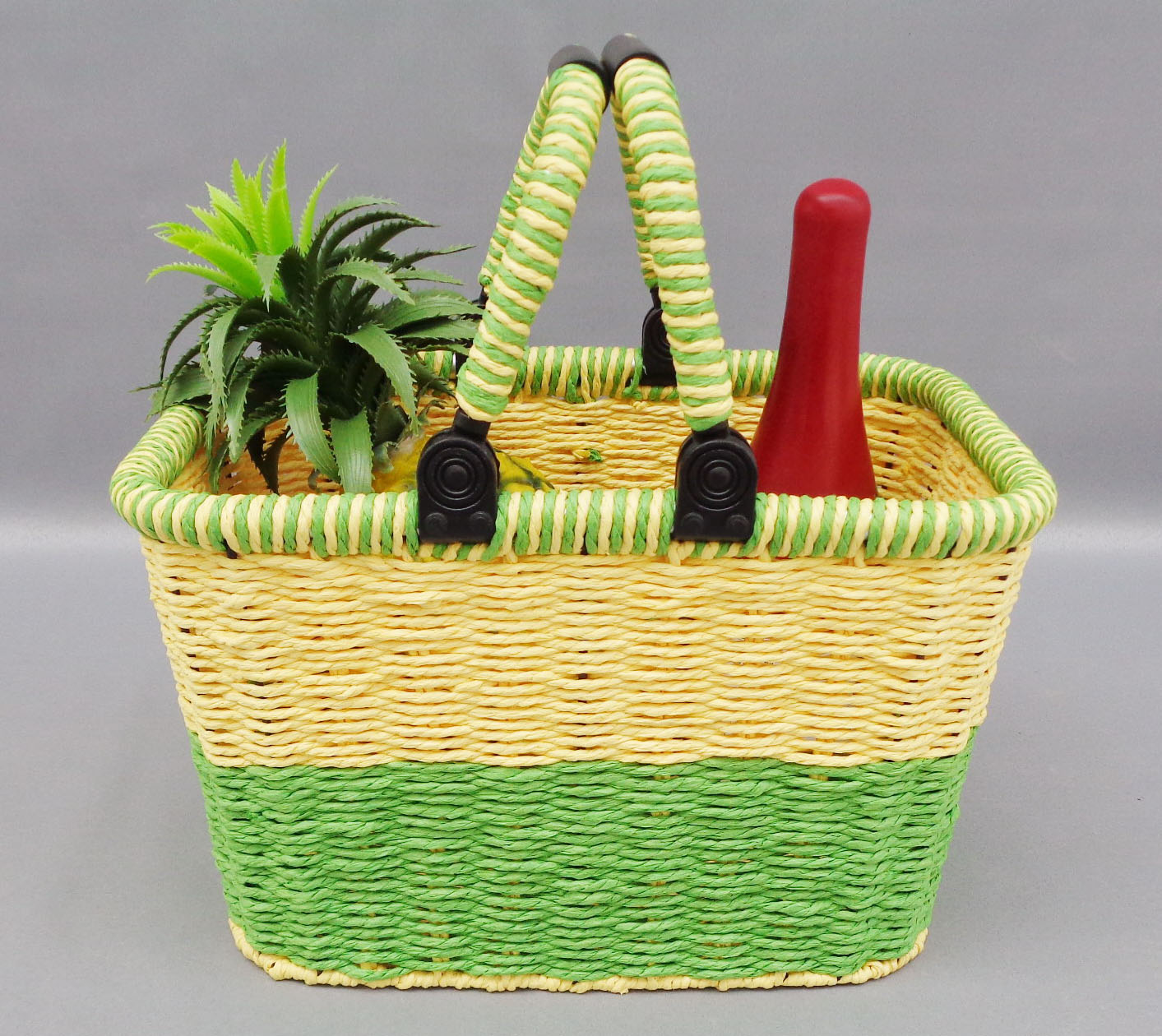 Aluminum Frame Paper Weave Shopping Basket