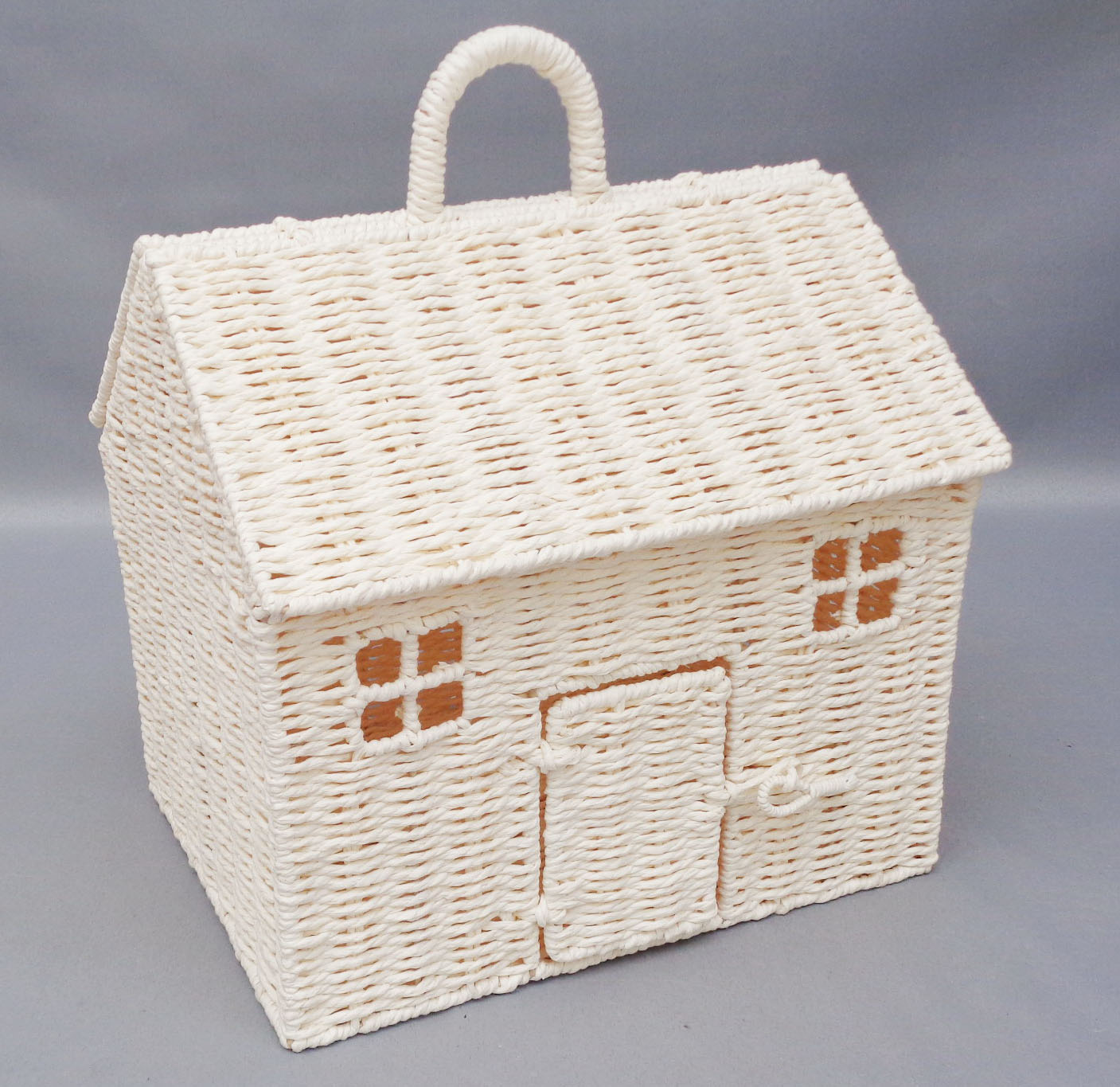 Paper Rope Woven House-Shaped Basket