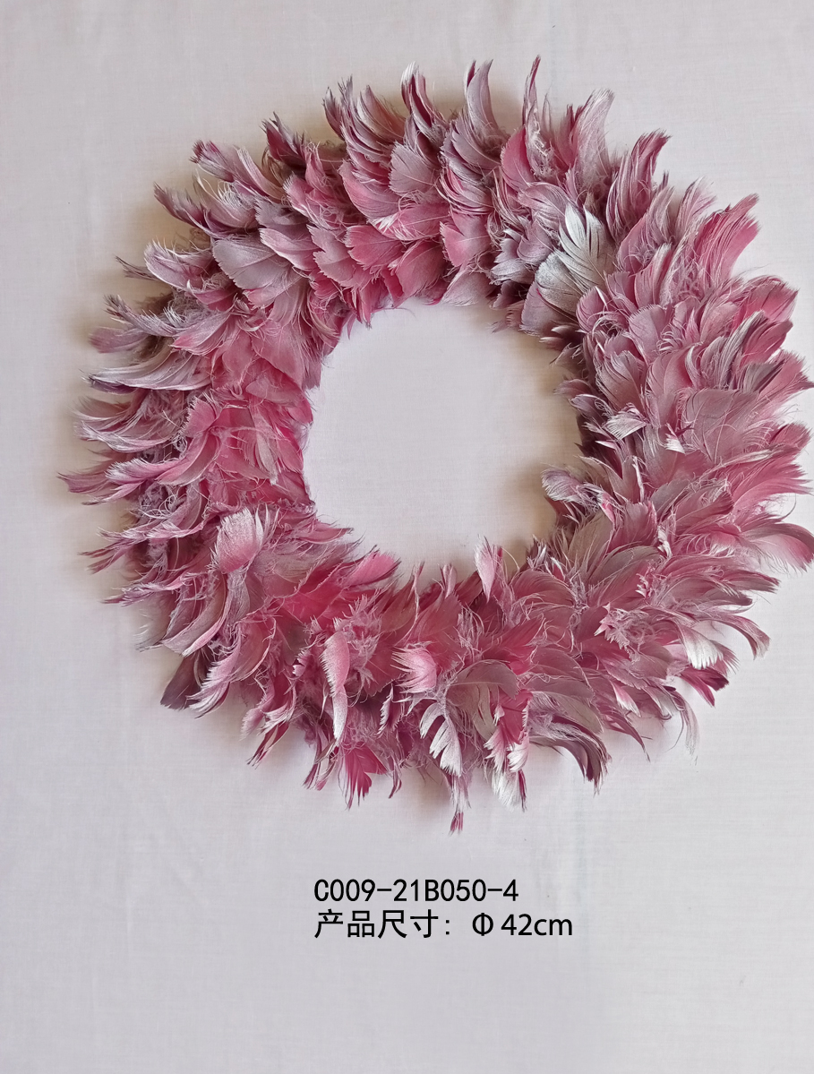 Pink Feather Wreath 42cm Diameter
