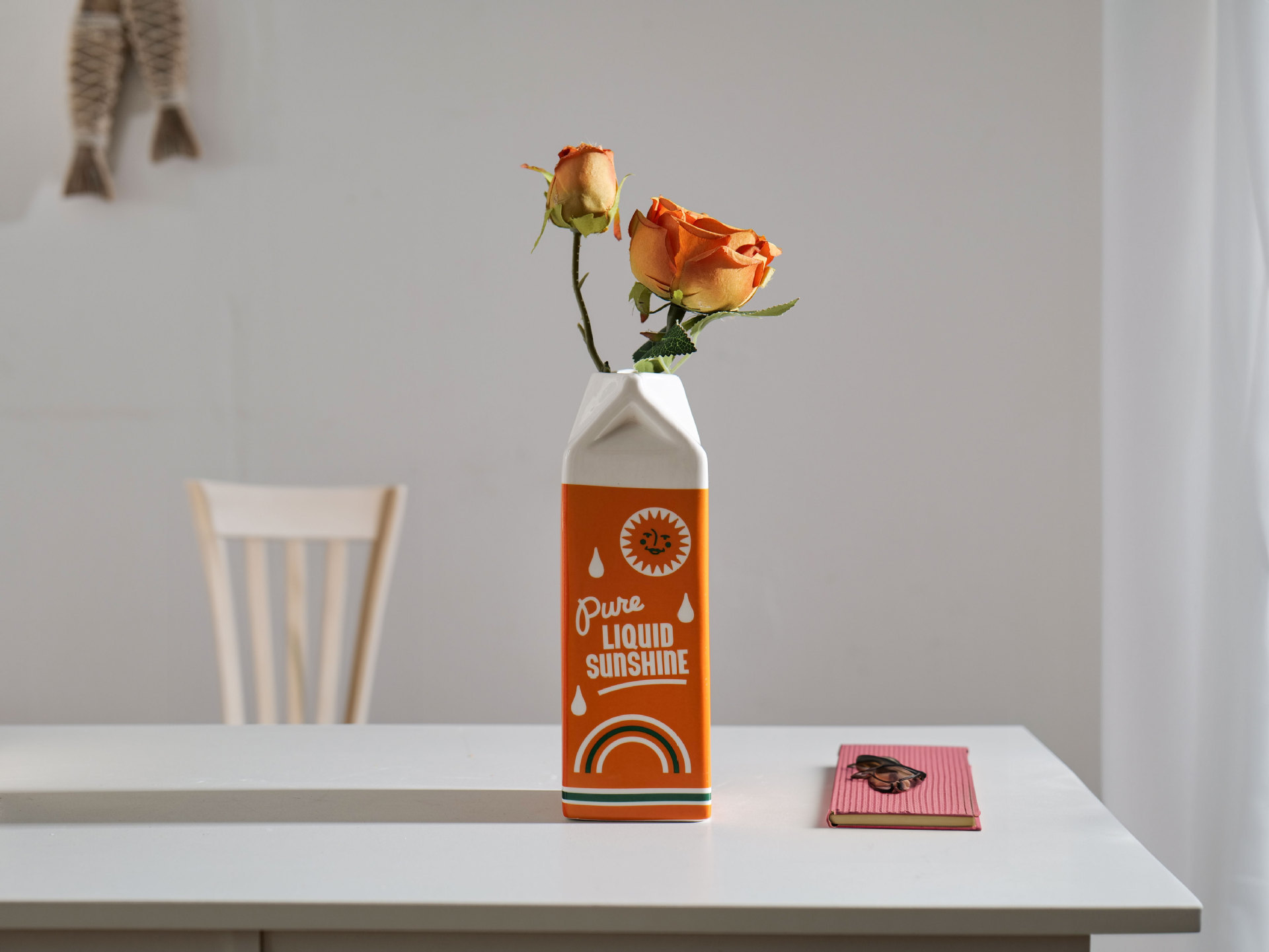 Ceramic Vase with Orange Fruit Design Home Decor