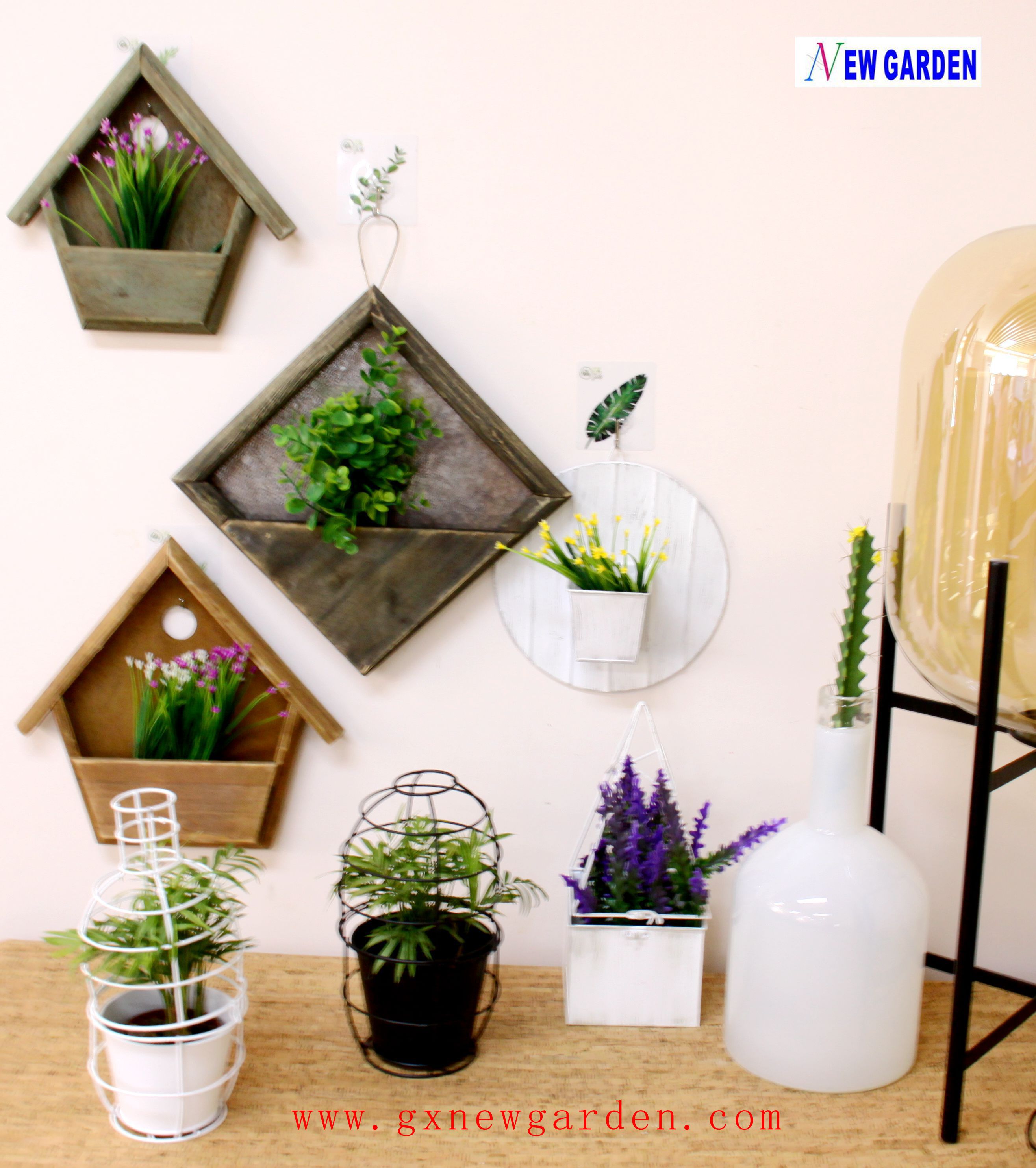 Zinc and Wooden Flower Hanging Planter