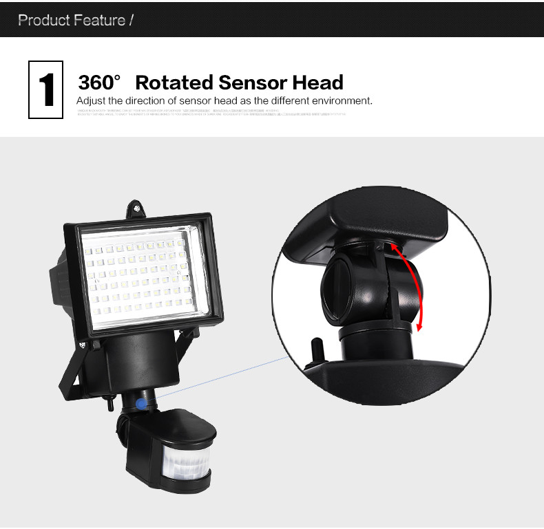 Solar Motion Sensor Security Light for Outdoor Areas
