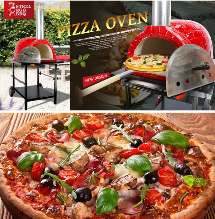 26 Inch Wood Fired Pizza Oven Ceramic BBQ Grill