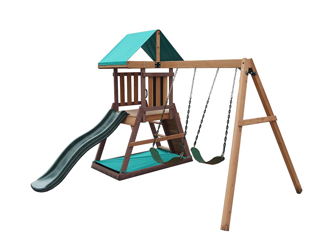 Home Playground Equipment Swing Set with Slide and Playhouse