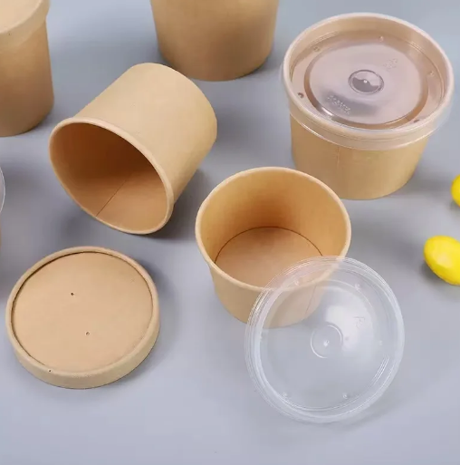 Reusable Fast Food Container Set with Kraft Paper Cups