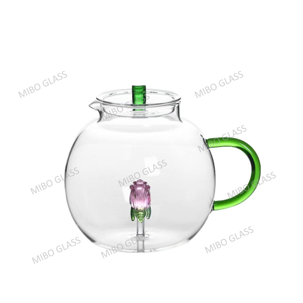 Borosilicate Glass Teapot with Flower Pattern