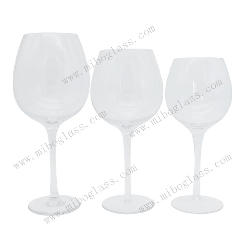 Red Wine Glass Set with Long Stem Handmade