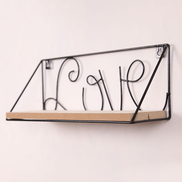 Wall Mounted Shelf, Metal and Wood Organizer