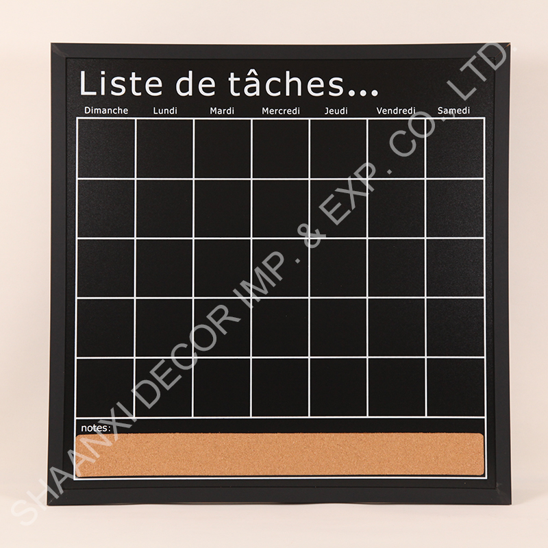 Monthly planner blackboard and cork board