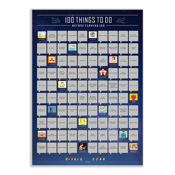 100 Things To Do Bucket List Scratch Off Poster