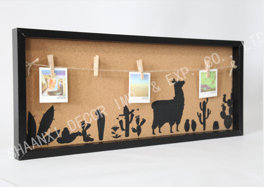 Cork bulletin board with wooden clip