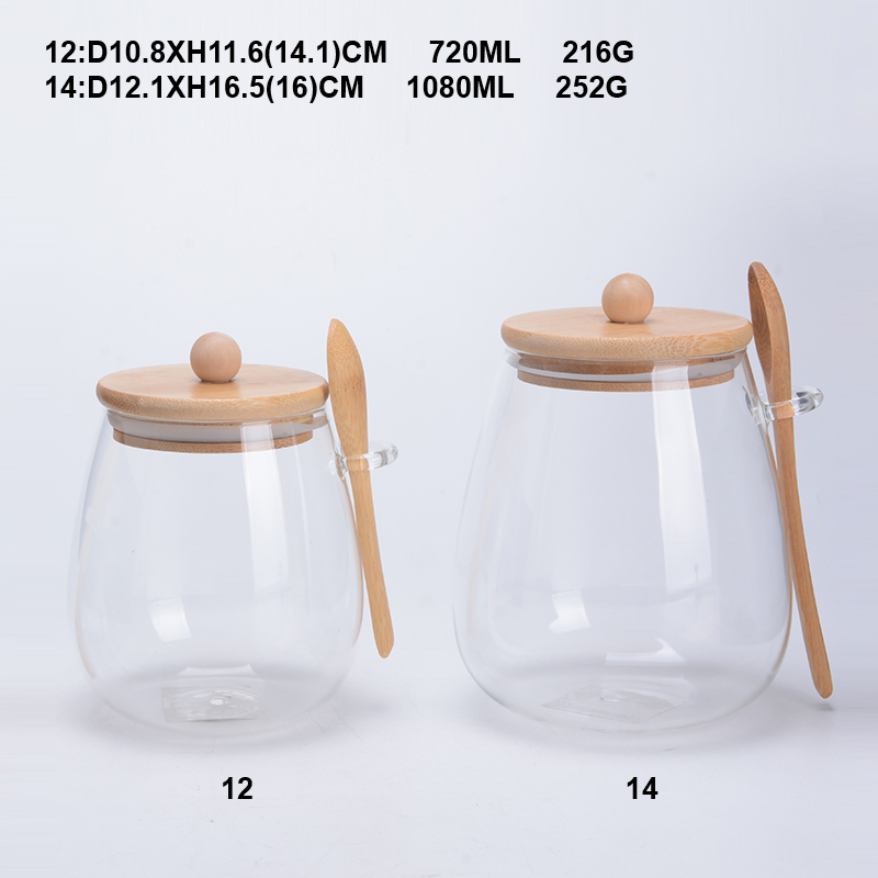 Clear Glass Storage Jar Cylinder Canister Set with Ceramic Lid
