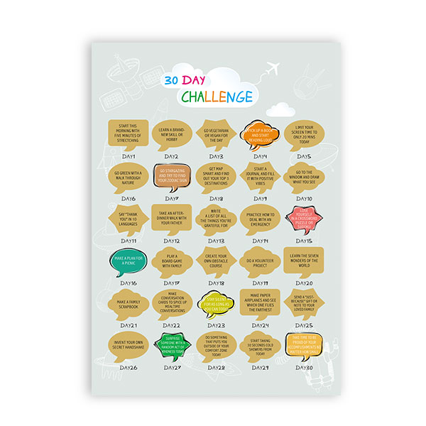 30 Day Challenge Bucket List Scratch Off Poster