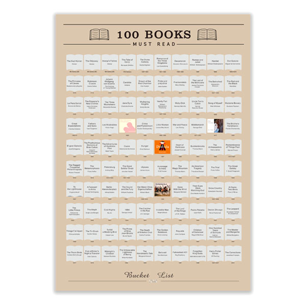 100 Books Scratch Off Poster for Wall