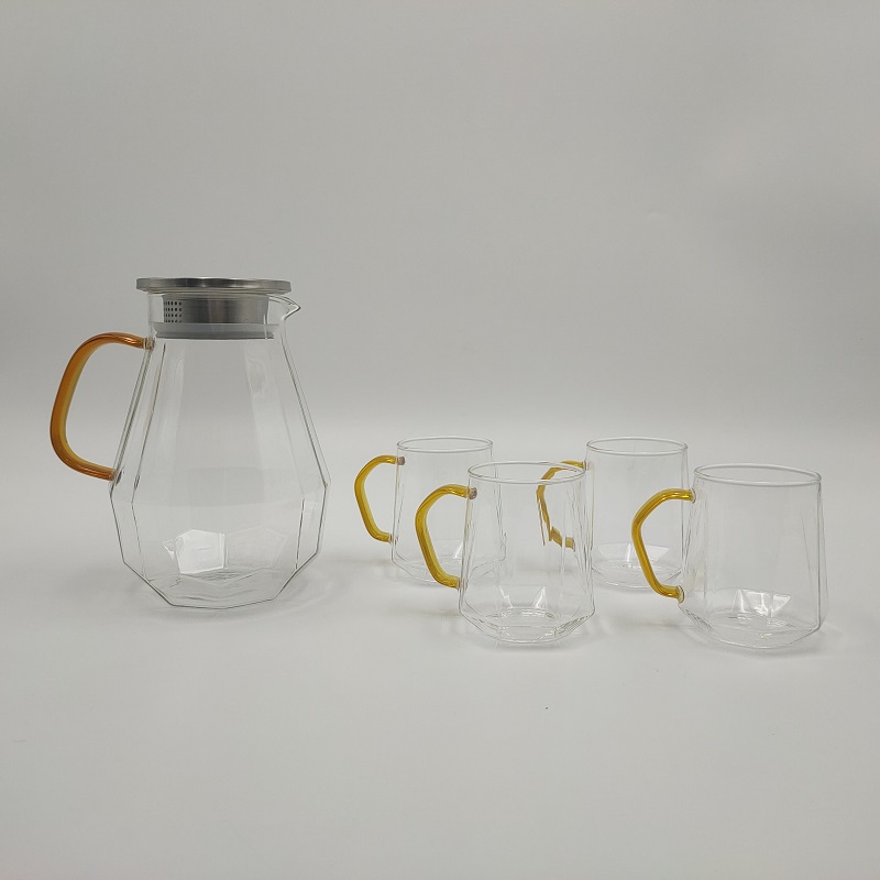 Glass Water Jug and Glass Mug Set
