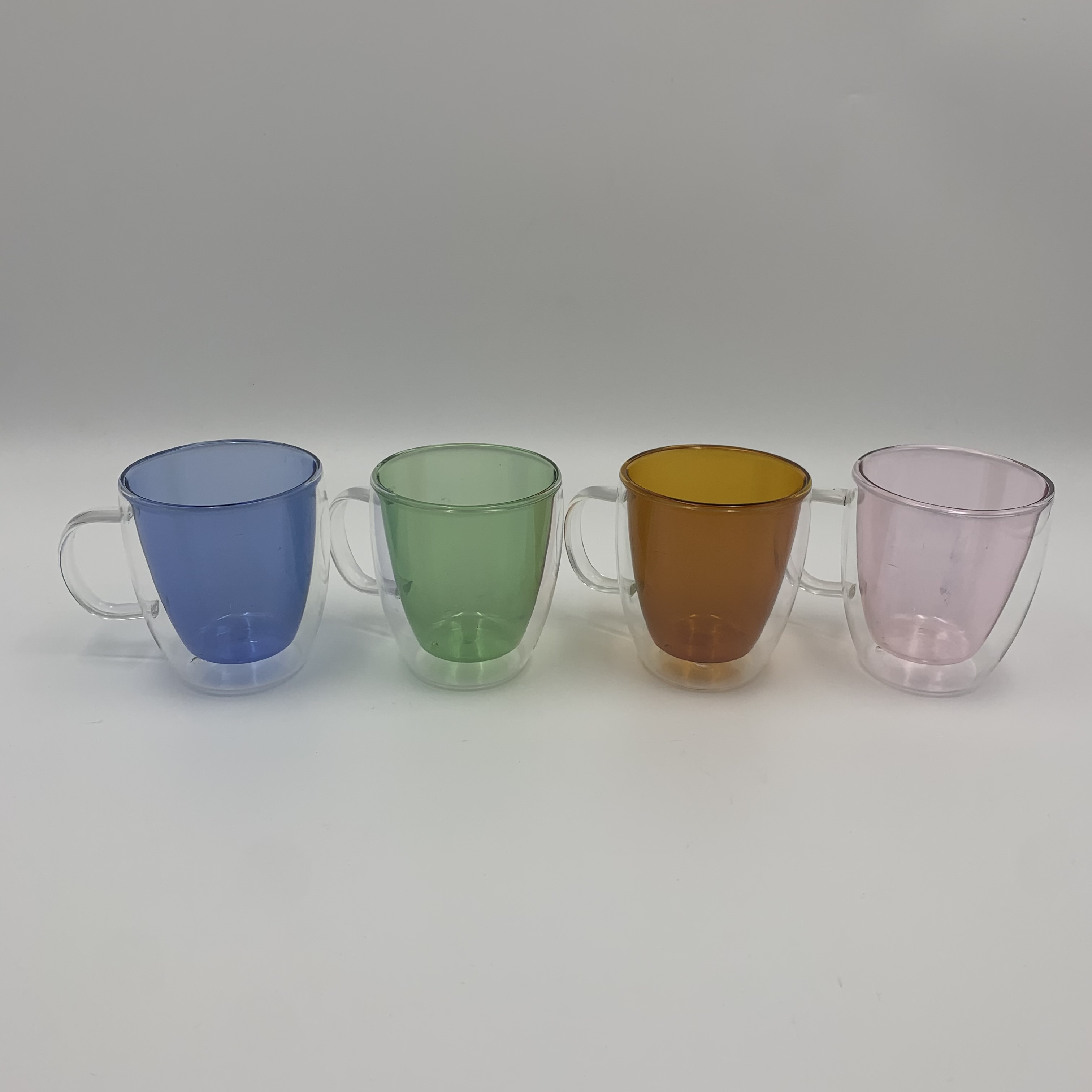 Clear Fluted Double Glass Cup