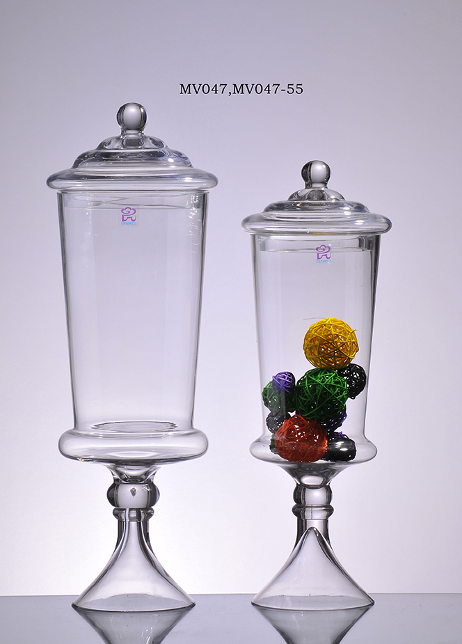 Handmade Mouth-Blown Glass Candy Jar