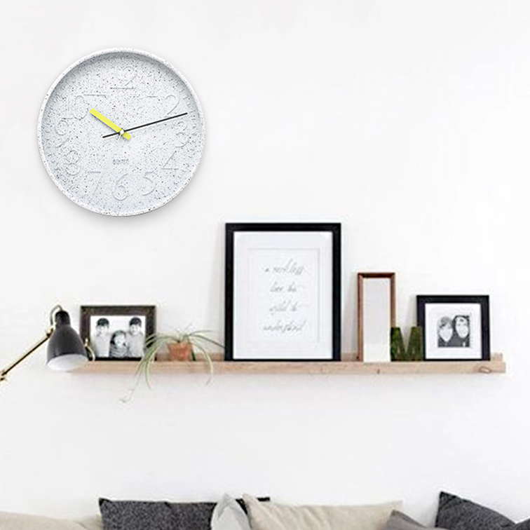 Terrazzo Plastic Wall Clock with Embossed Numbers