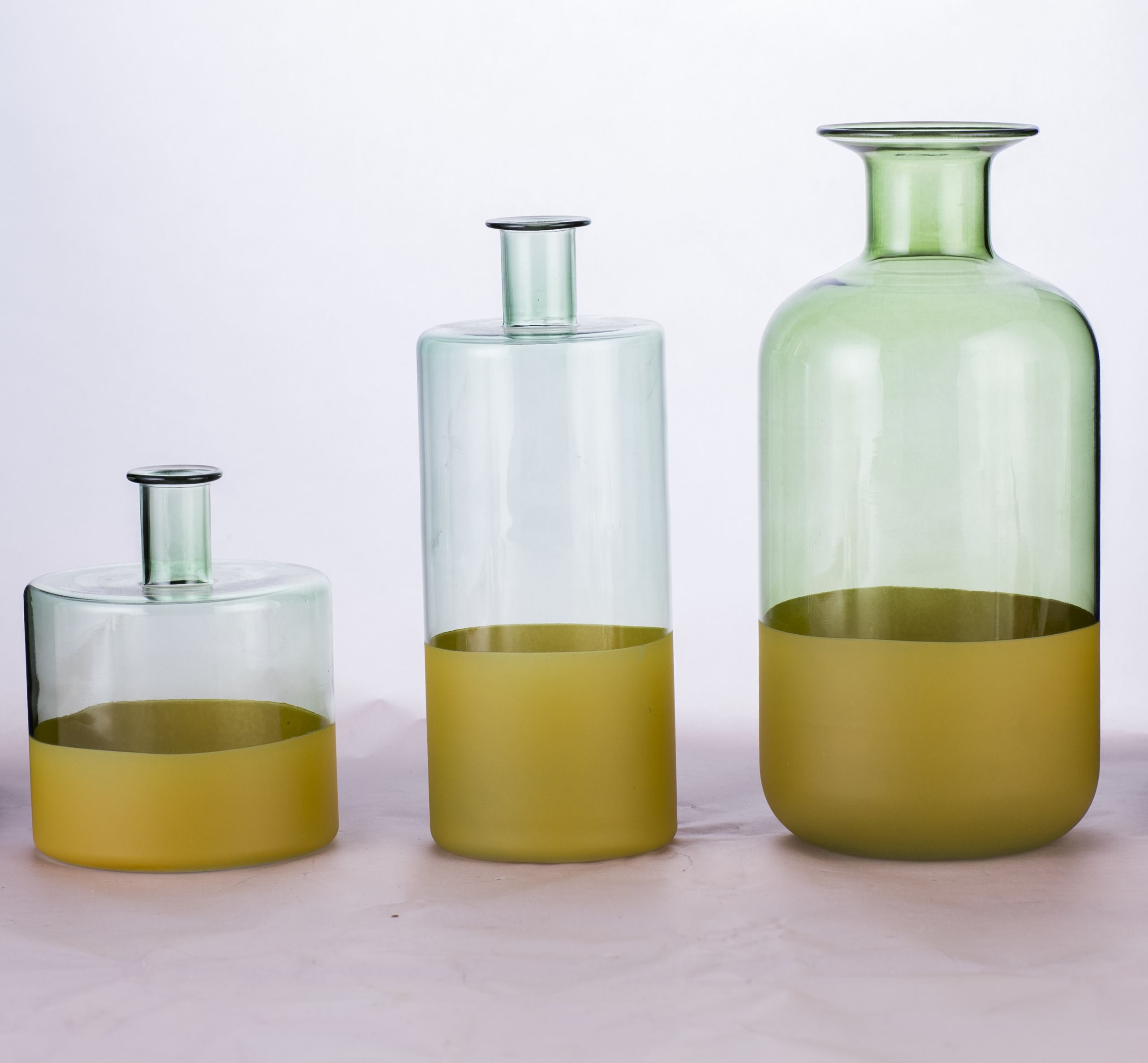 Colored Borosilicate Glass Flower Vases with Frosted Effect