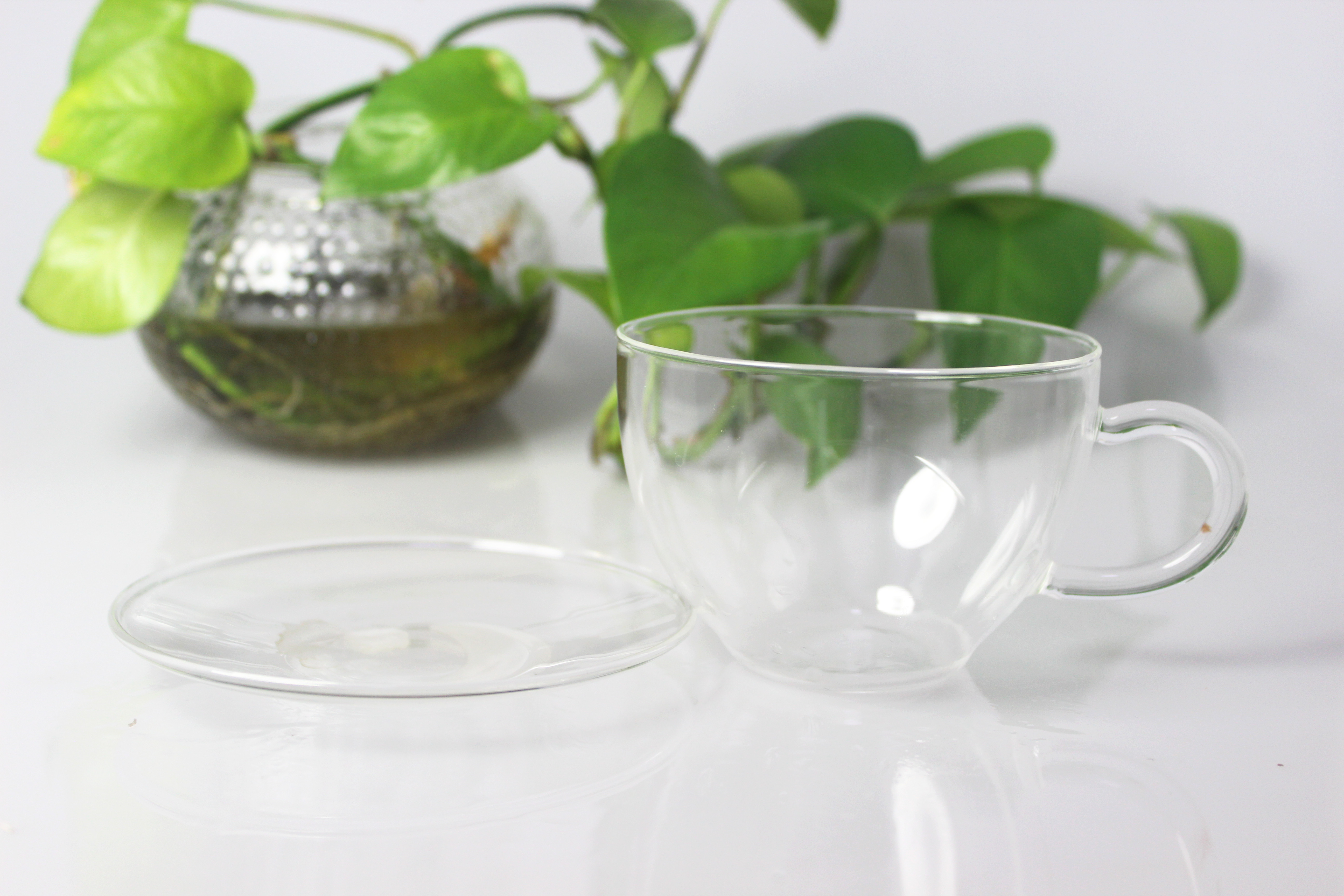 200ML Single Glass Tea Cup with Saucer
