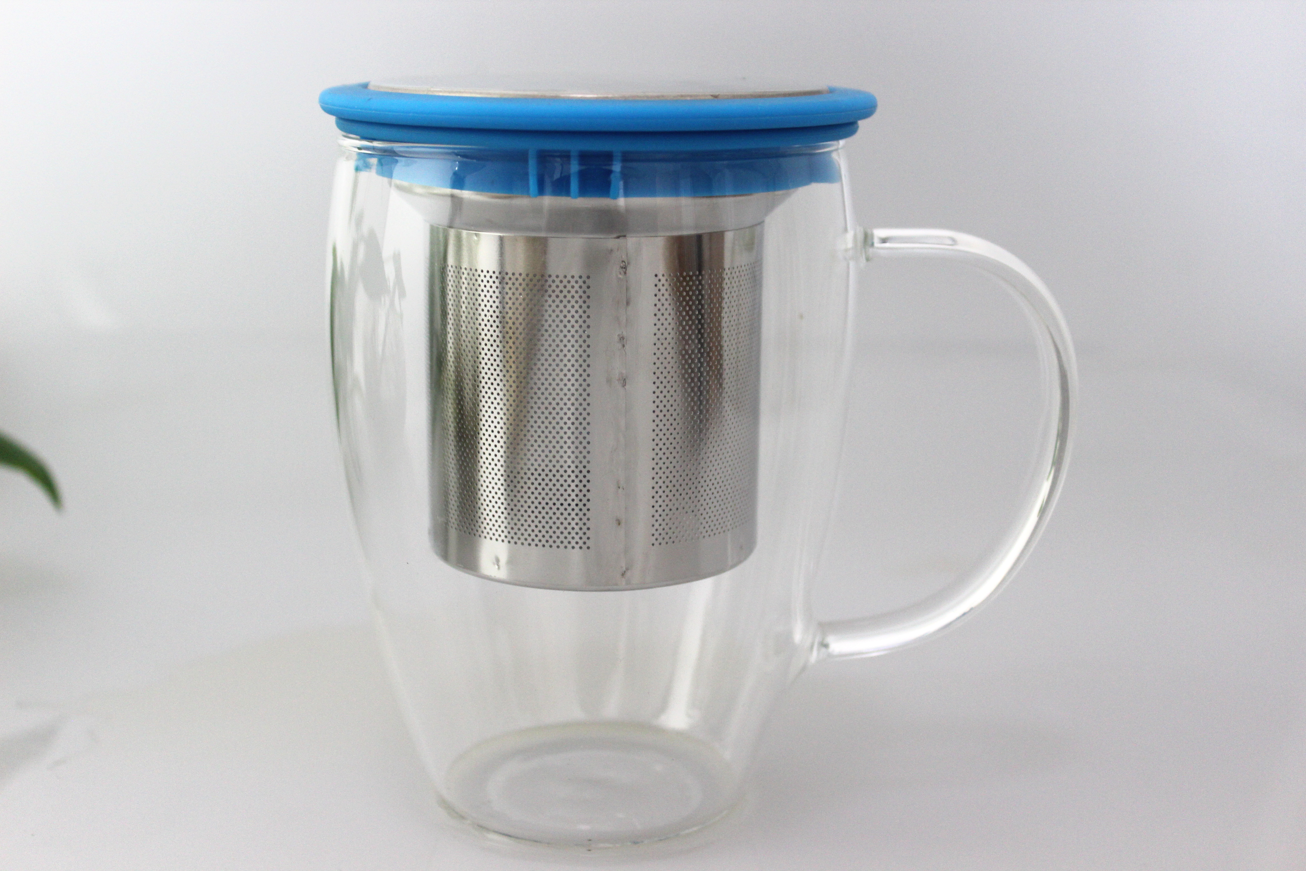400ml Glass Tea Cup with Stainless Steel Filter and Lid