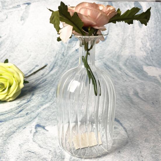 High Borosilicate Glass Flower Vase with Line Design