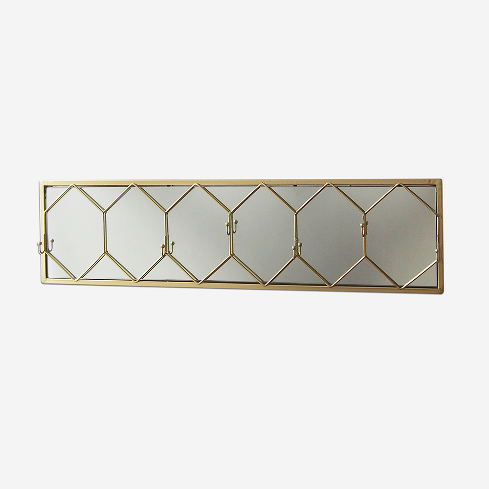 Mirror Metal Wall Hanging with Hooks