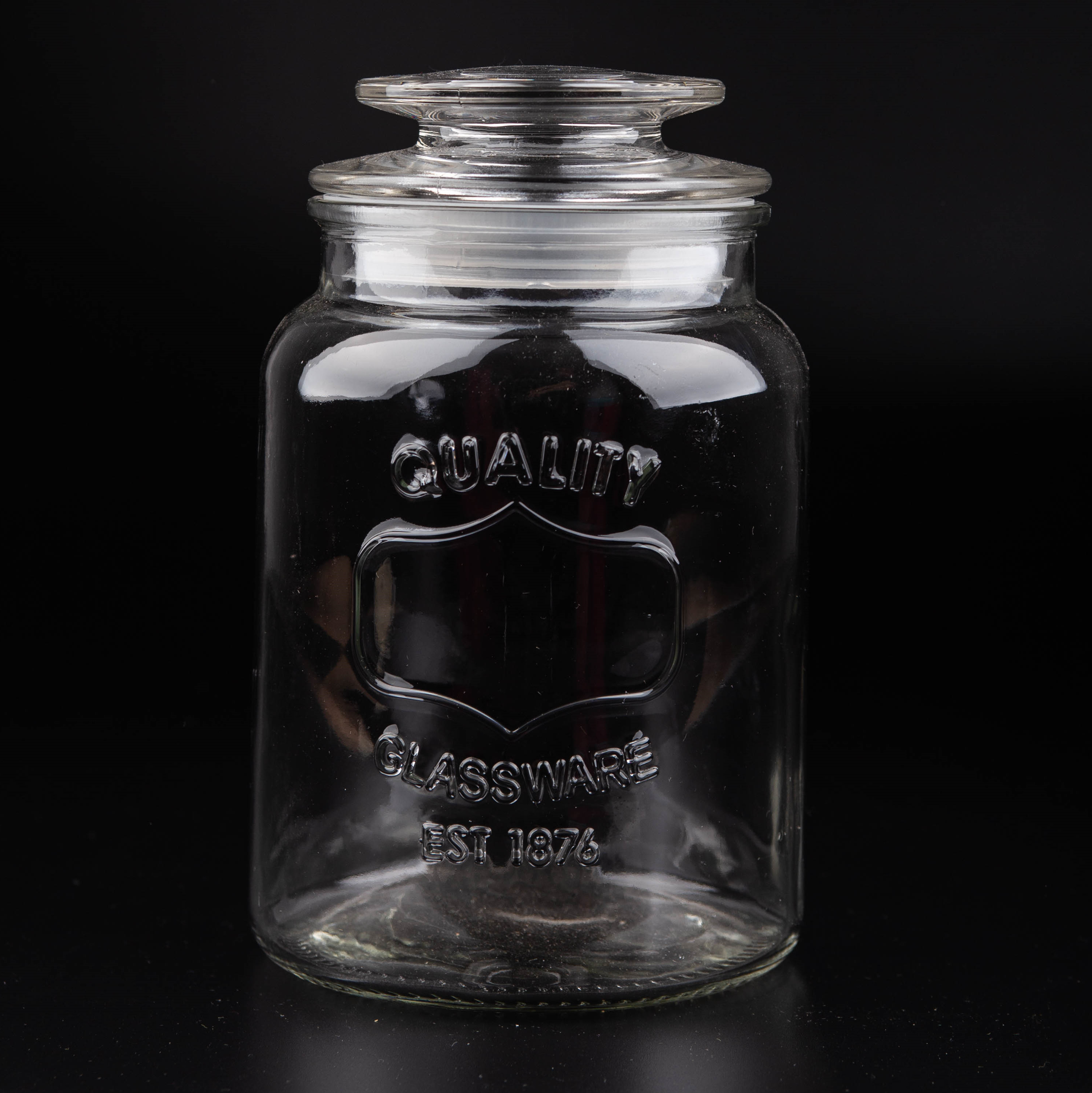 Glass Storage Jar with Knitted Embossed Design