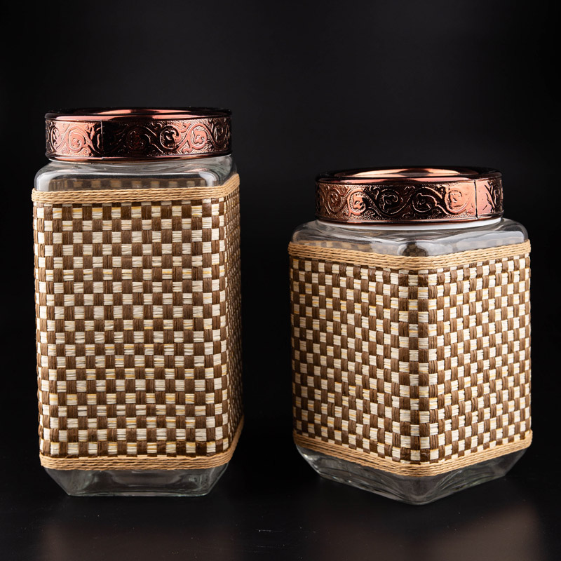 Glass Storage Canister with Knitted Wrap Cover