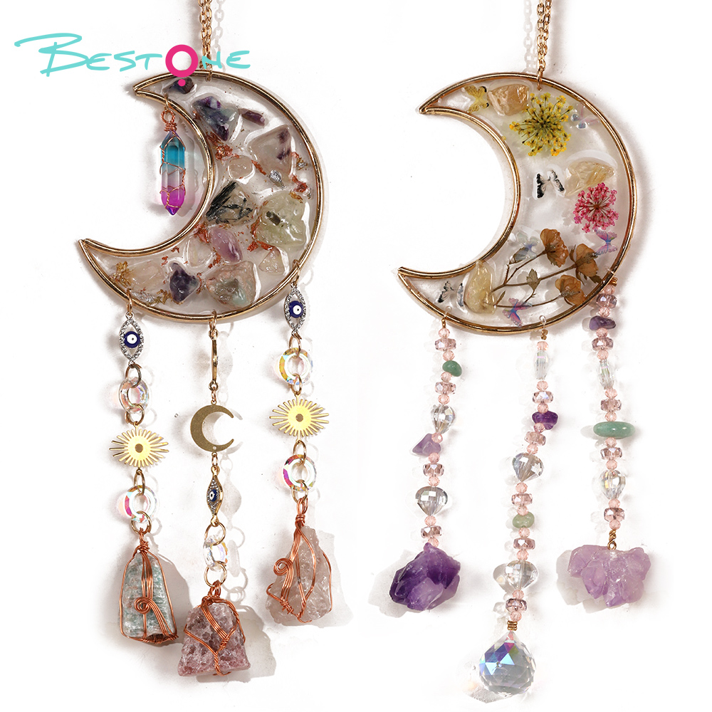 Sun Catcher with Colorful Resin Drops - Moon Design
