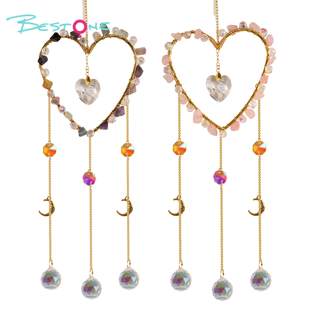 Sun Catcher Heart Pink Crystal 310x170mm