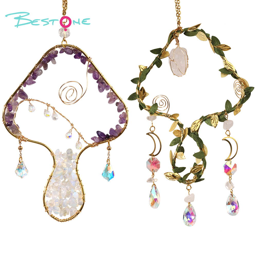 Mushroom Sun Catcher with White Crystal