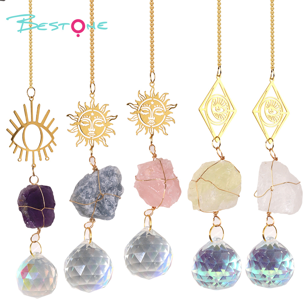 Sun Catcher - Crystal Rough Amethyst, Aquamarine, Clear Quartz, Citrine