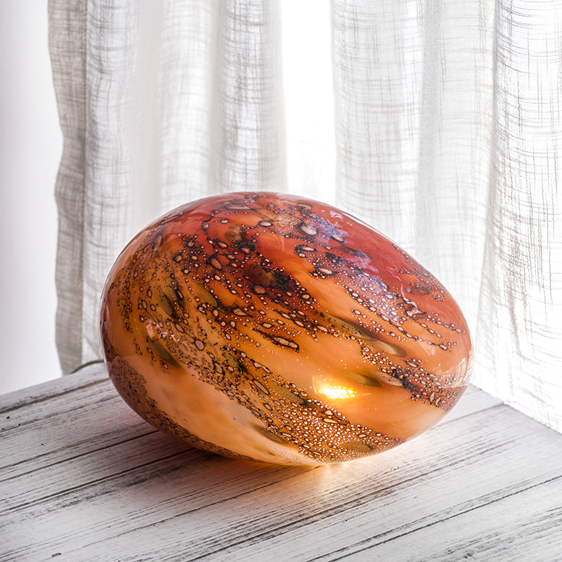 Art Color Glass Decorative Lighting Handmade Red Golden Landscape