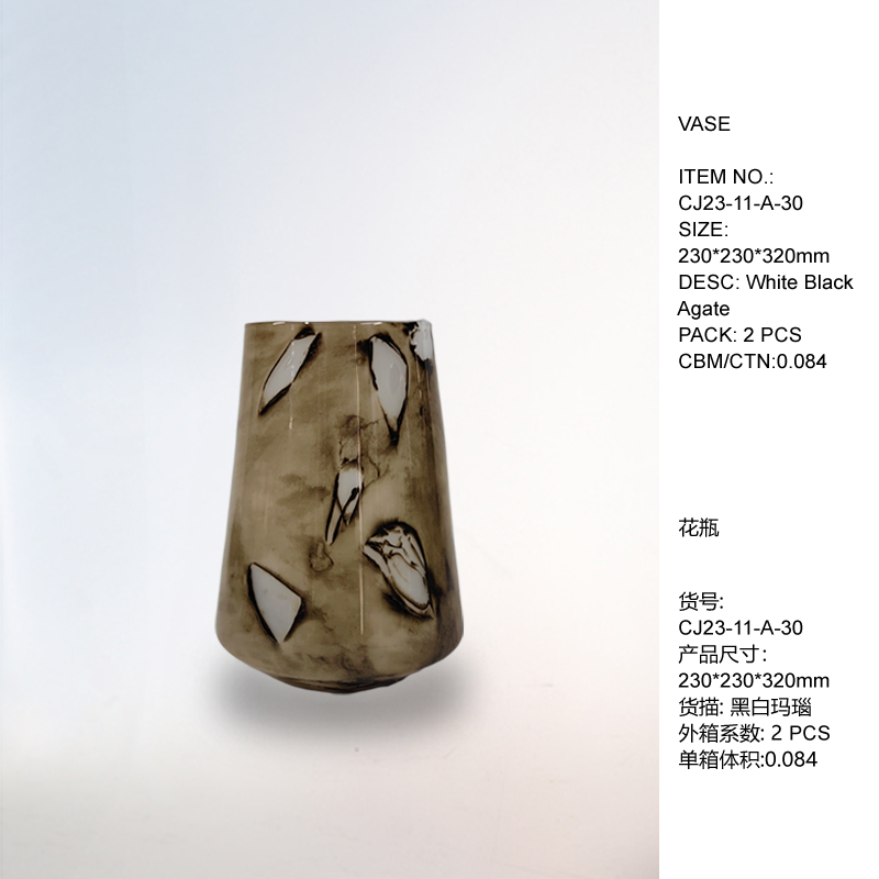 Handmade Mouth-Blown Agate Art Glass Vases