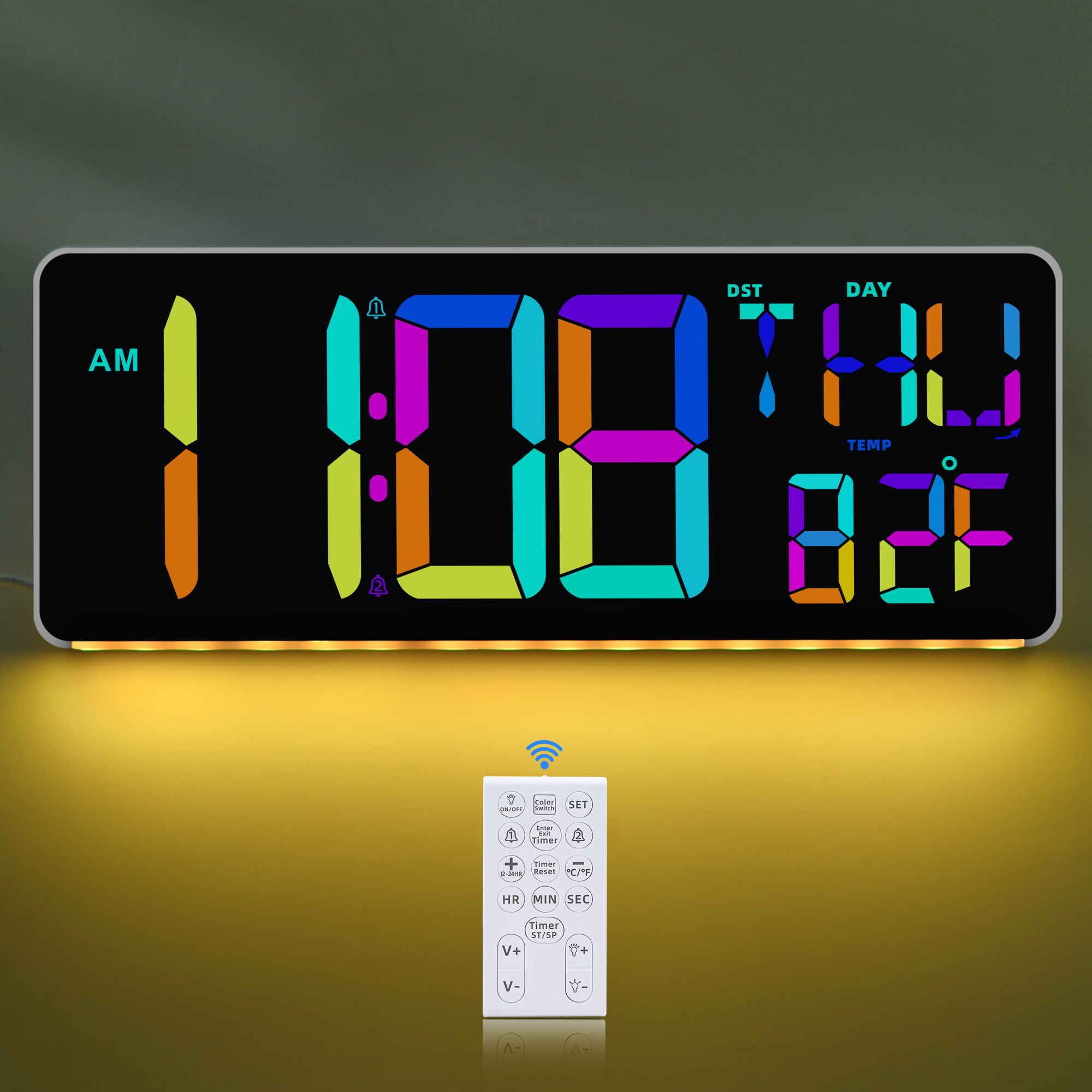 13.7 Inch LED Digital Wall Clock with Color Changing Modes