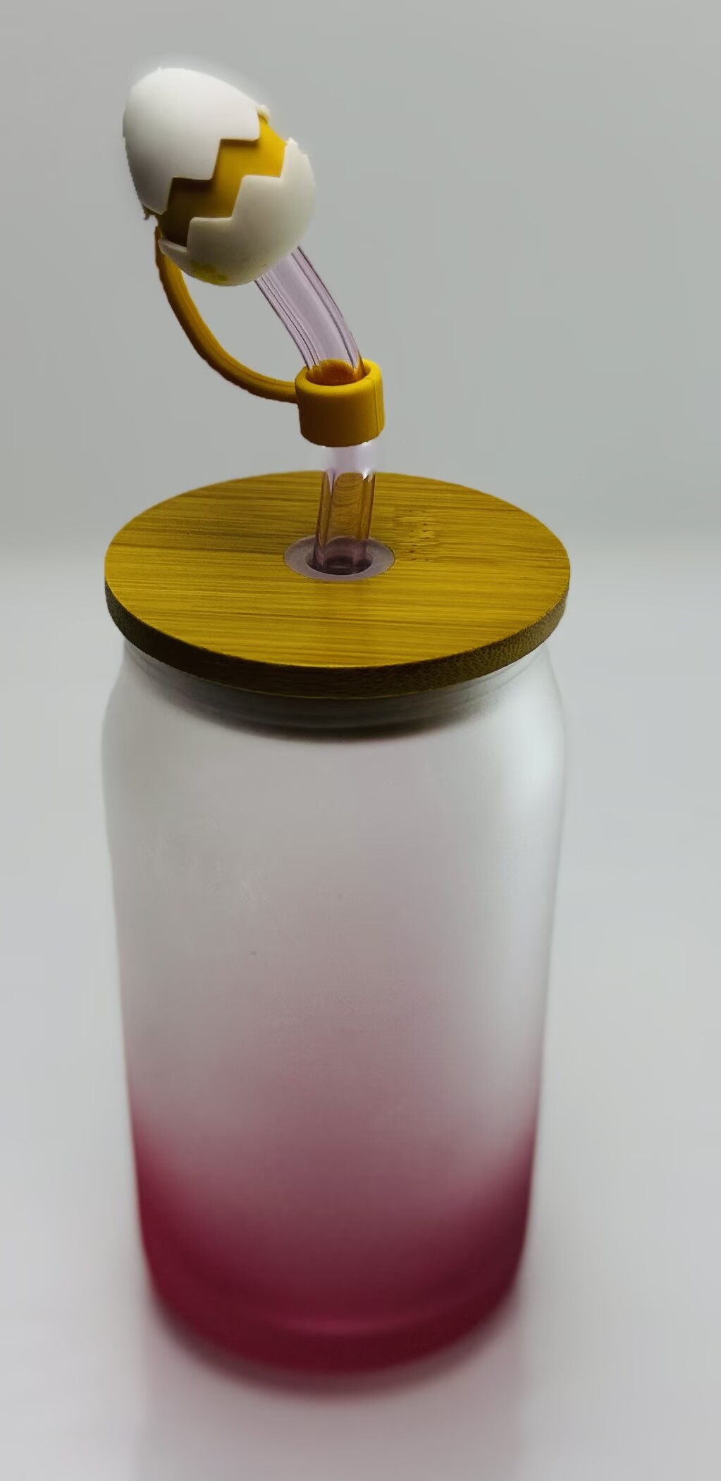 Matt Color Drinking Glass with Bamboo Lid
