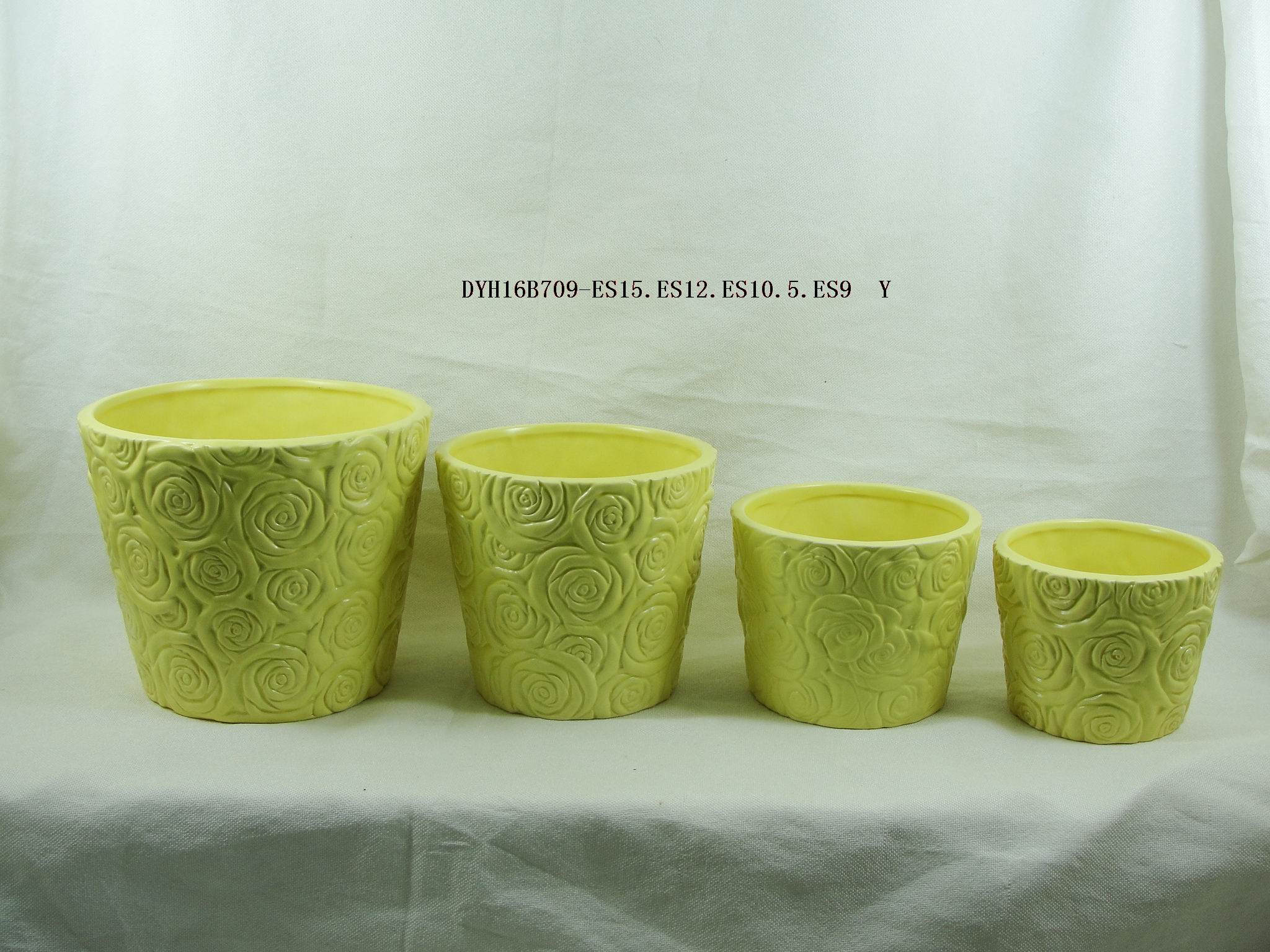 Rose Pattern Classic Round Ceramic Flowerpot