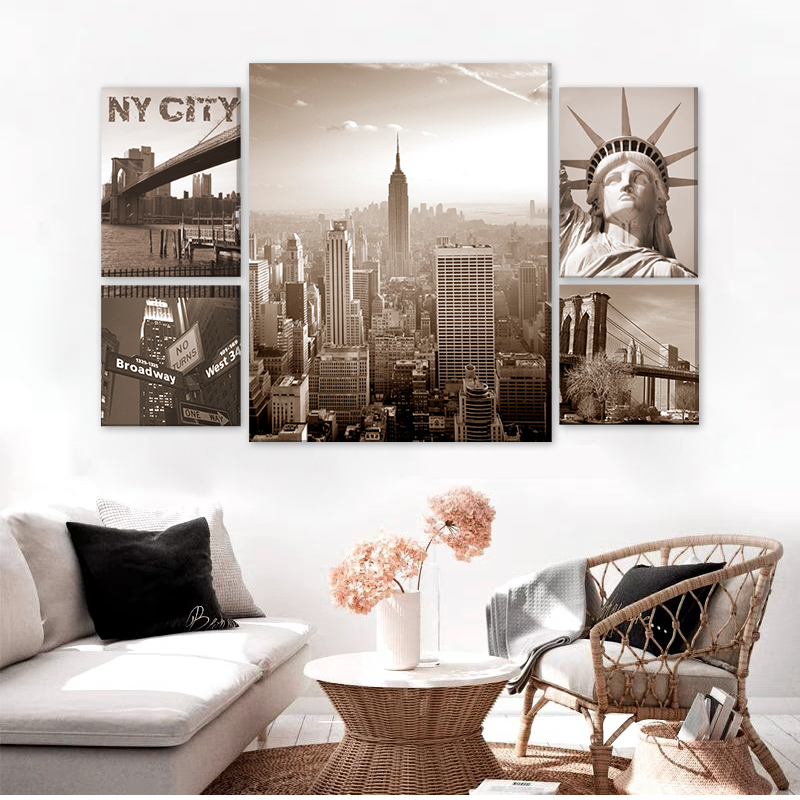 Five-in-One Abstract Canvas Art Set