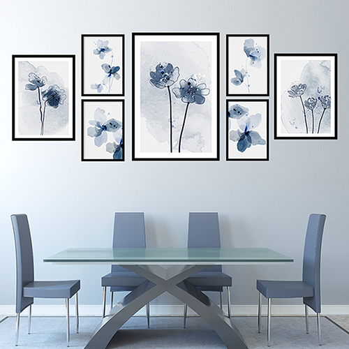Set of 7 MDF Framed Art Pictures Wall Decoration