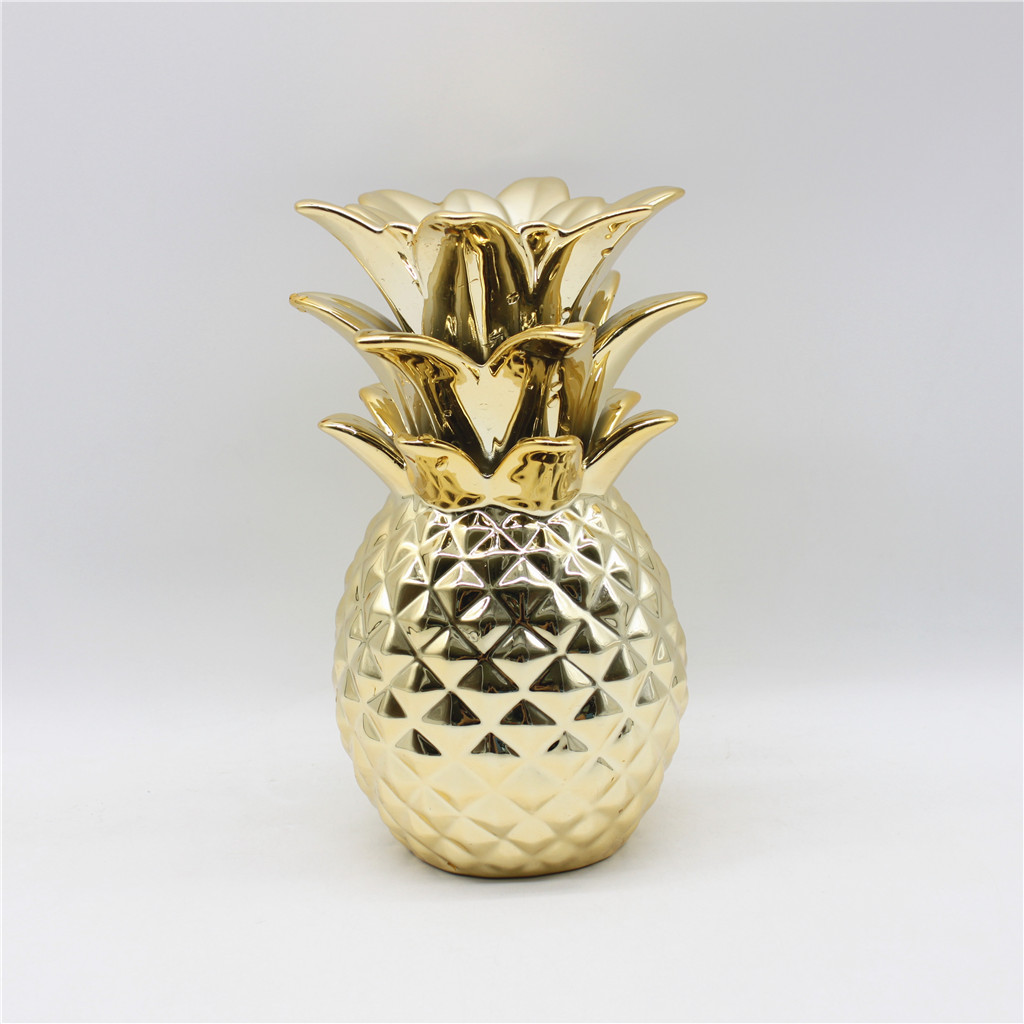 Electroplated Golden Ceramic Pineapple Money Bank