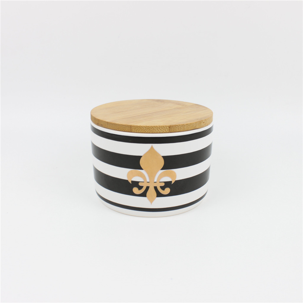 S3 Ceramic Canister Set with Bamboo Lids and Gold Decal